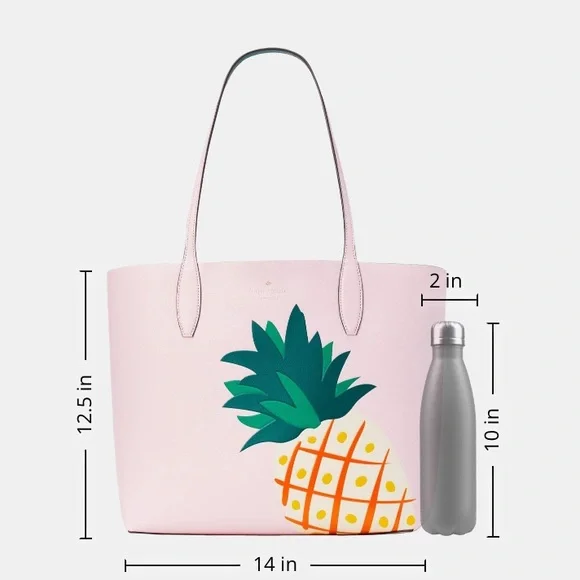♠️Kate Spade Colada Pineapple Graphic Large Tote Bag Pink Multi NWT - Picture 9 of 12